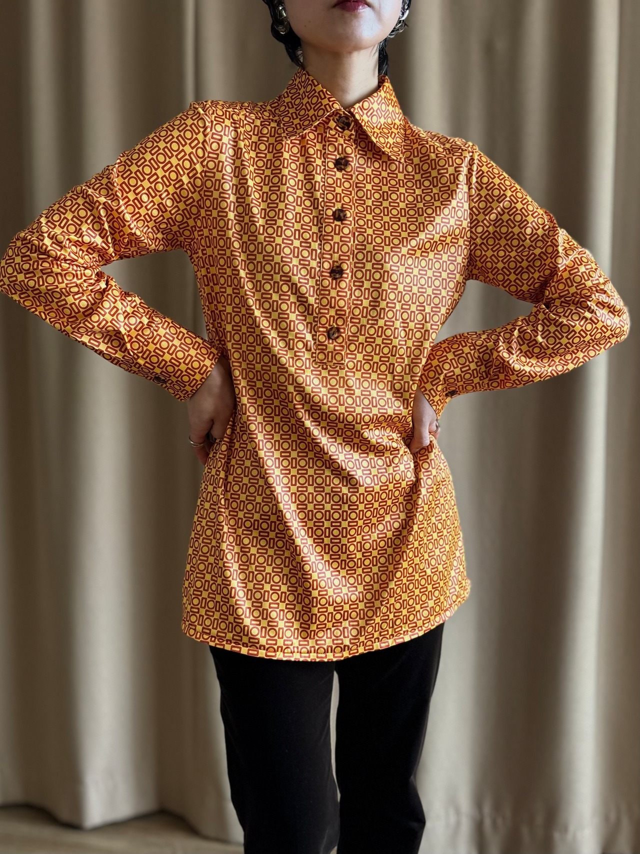 geometric pattern rétro long shirt-5191-3