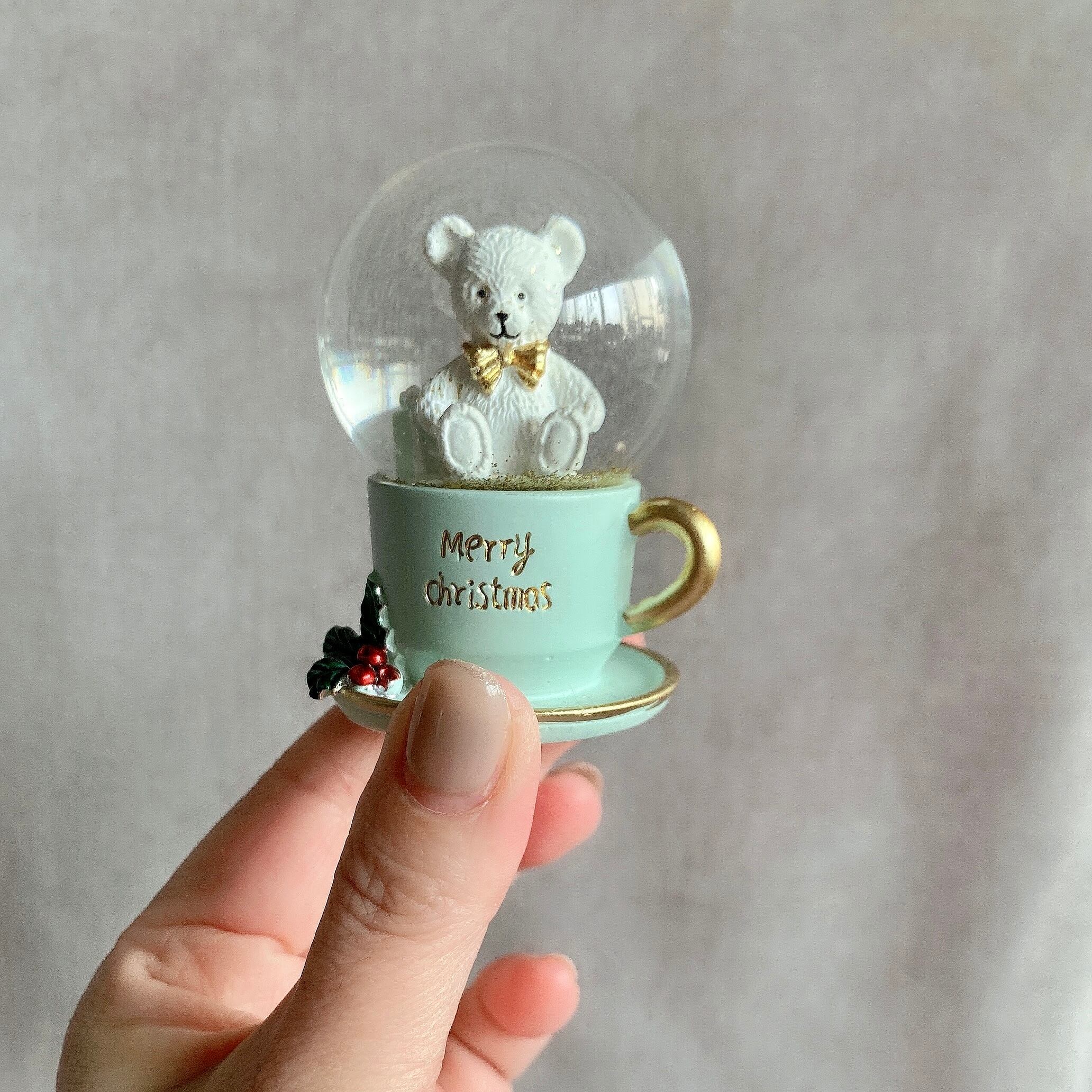 ミニ スノードーム ティーカップベアー PK/MG | ディスプレイ雑貨什器