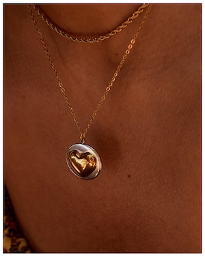 316L Two-Tone Heart Pendant Necklace