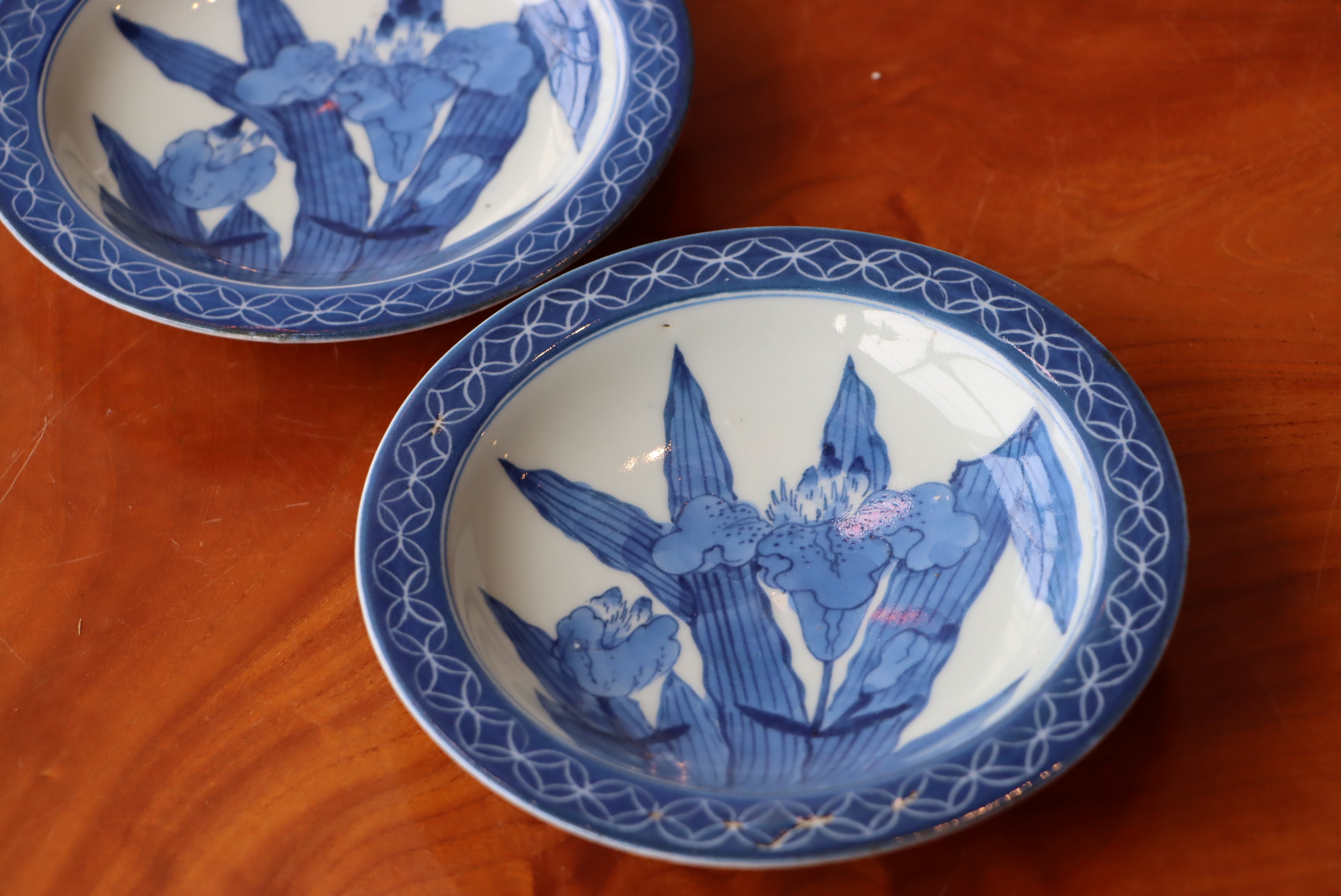 美品 陶器 時代物 染付 山水画 文手桶 花入 当時物 古道具 美品 陶器