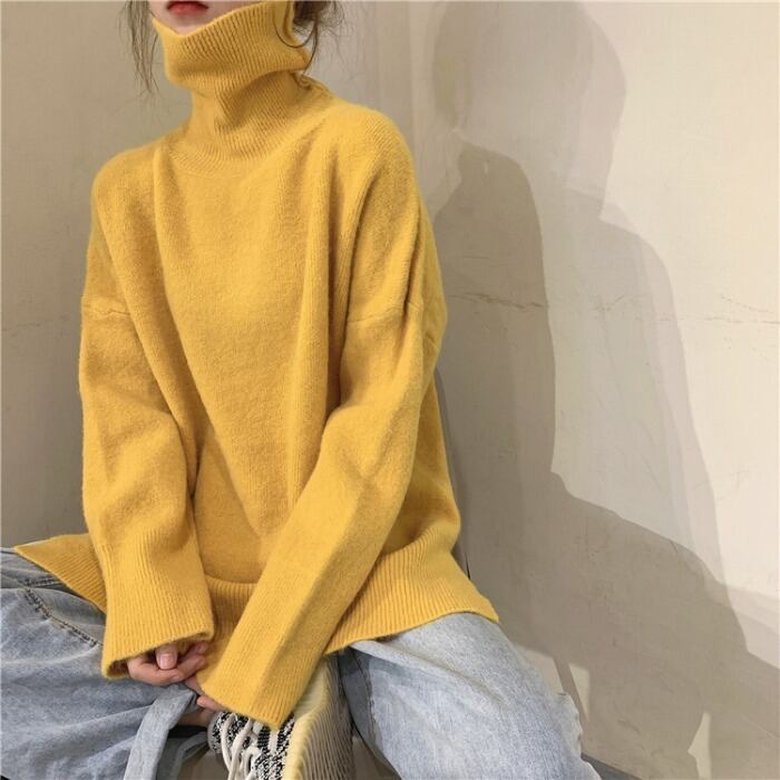 セーター レディースルーズオータムウィンターカラーニットトップス 秋物 冬物 ピュア クレセントシティ23505270417