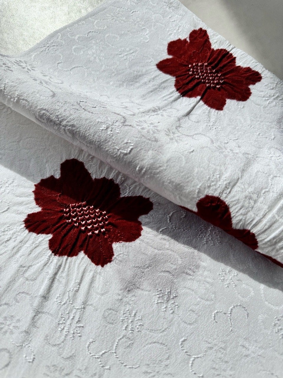 【帯揚げ】栗梅色×白 飛び絞り帯揚げ No.240913㉒