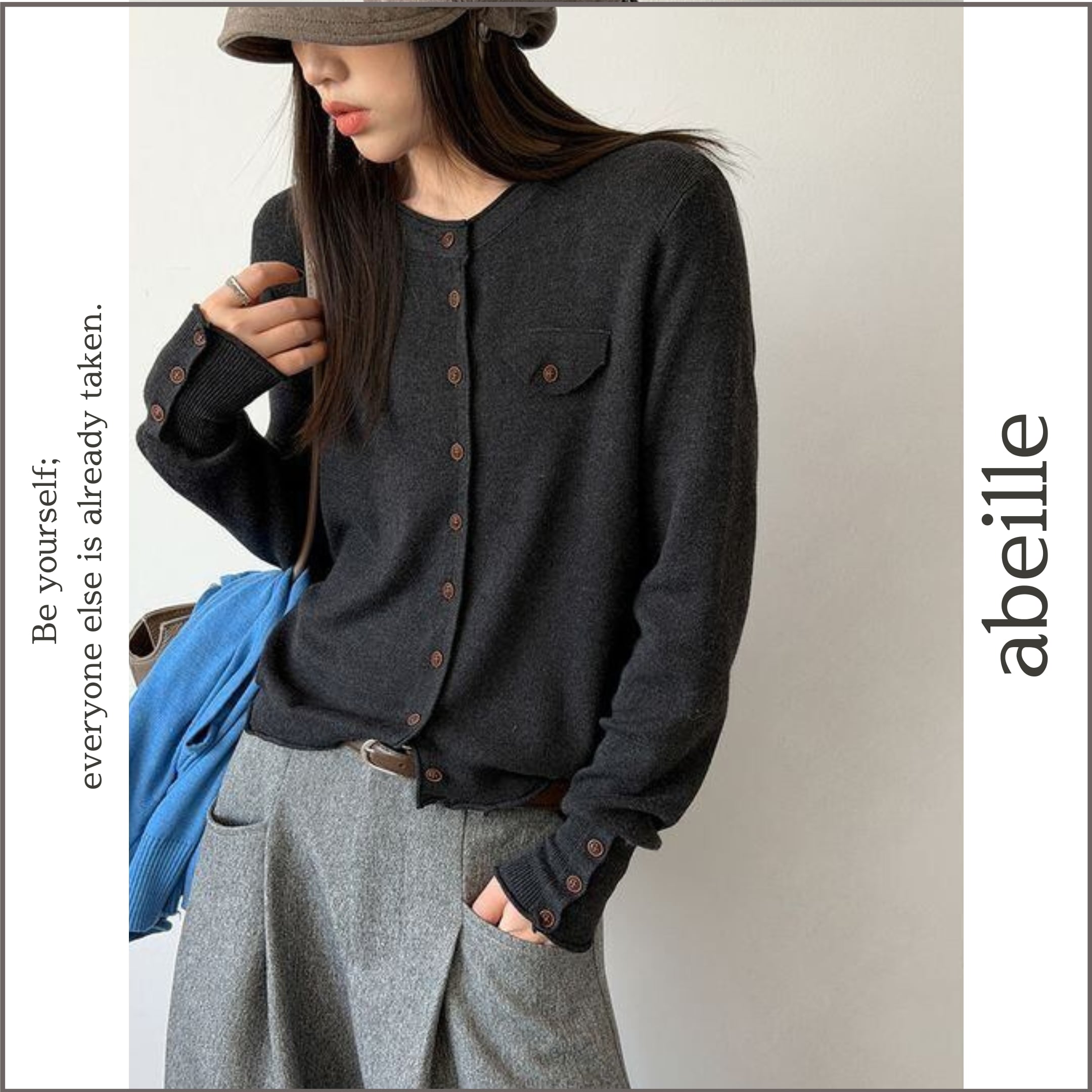 button cuffs knit cardigan 14765