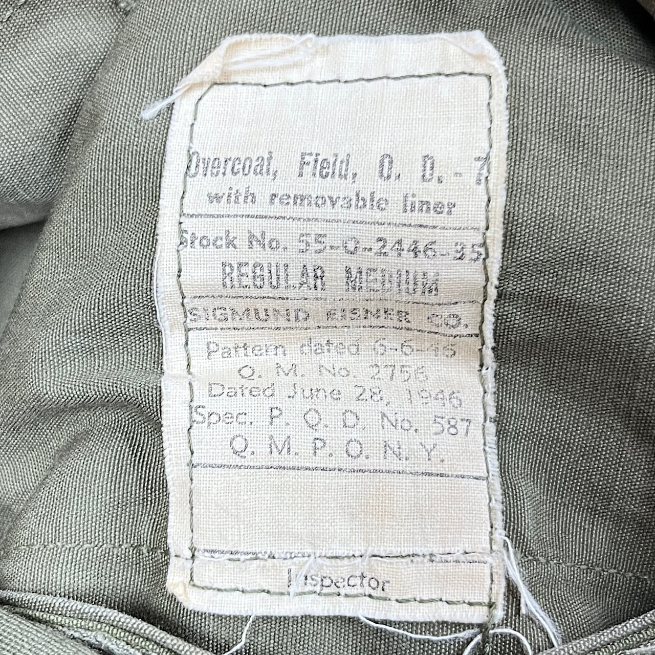 46年納品 40年代 U.S.ARMY 米軍実品 M-46 ミリタリートレンチ 46年納品 40年代 U.S.ARMY 米軍実品 M-46 ミリタリートレンチ
