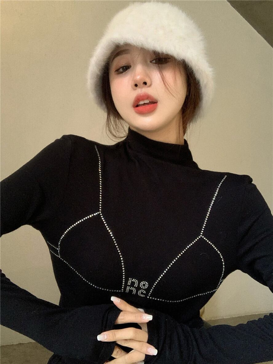 カラーブラックショートスプリングTシャツ ロング 春物 ブラックストロベリース59401743761