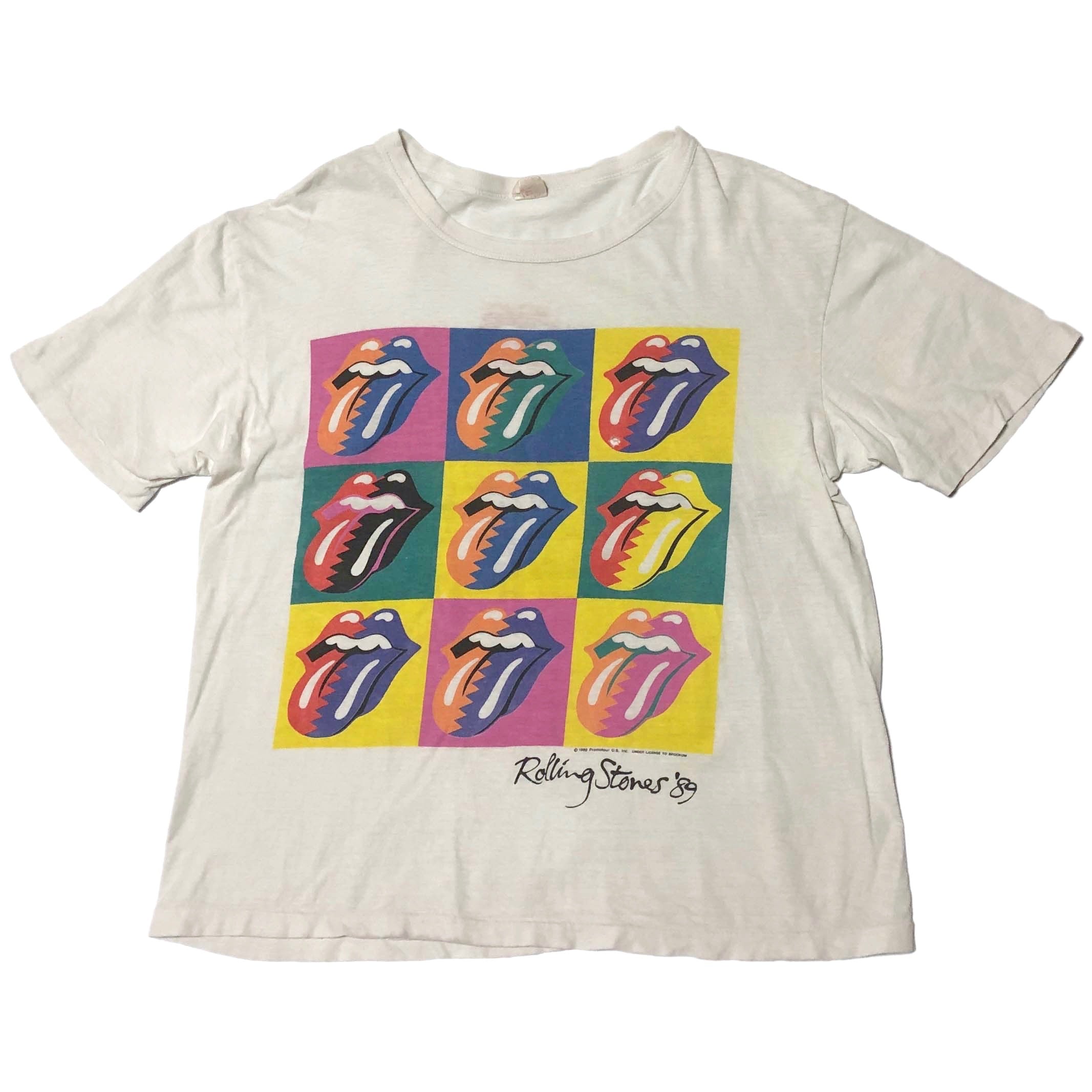 80年代 フルーツオブザルーム FRUIT OF THE LOOM THE ROLLING STONES ローリングストーンズ STEEL WHEELS NORTH AMERICAN TOUR 1989 両面プリント バンドTシャツ バンT USA製 メンズL ヴィンテージ /eaa326209