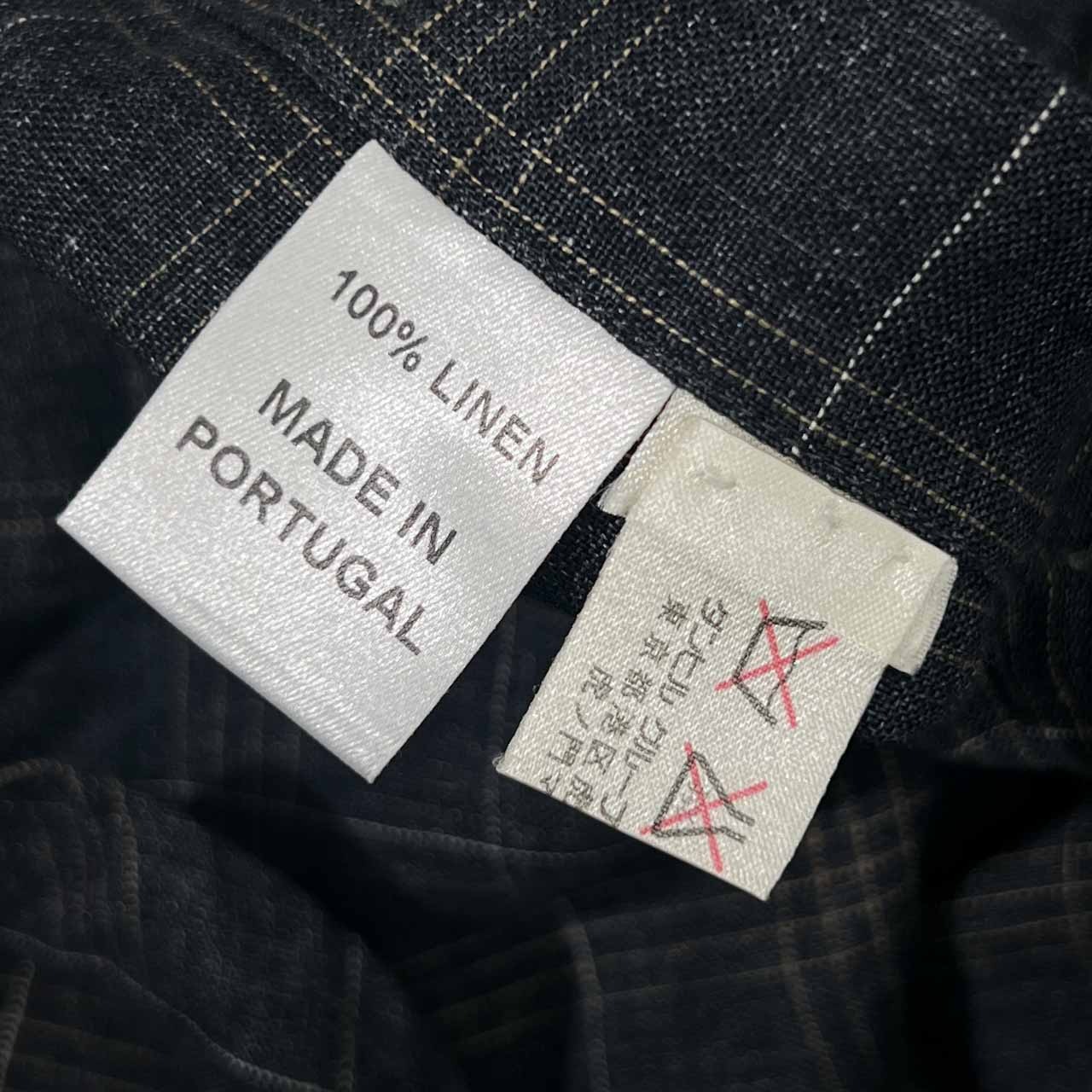 リネン100% dunhill ダンヒル チェック 半袖 シャツ M/メンズ