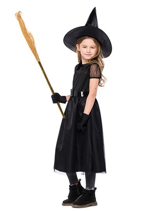 ハロウィン にオススメ♪ ワンピース ドレス 帽子 ハット 魔女帽 セット 子供 キッズ ベビー コスプレ 衣装 仮装 パーティー 魔女 魔法使い 