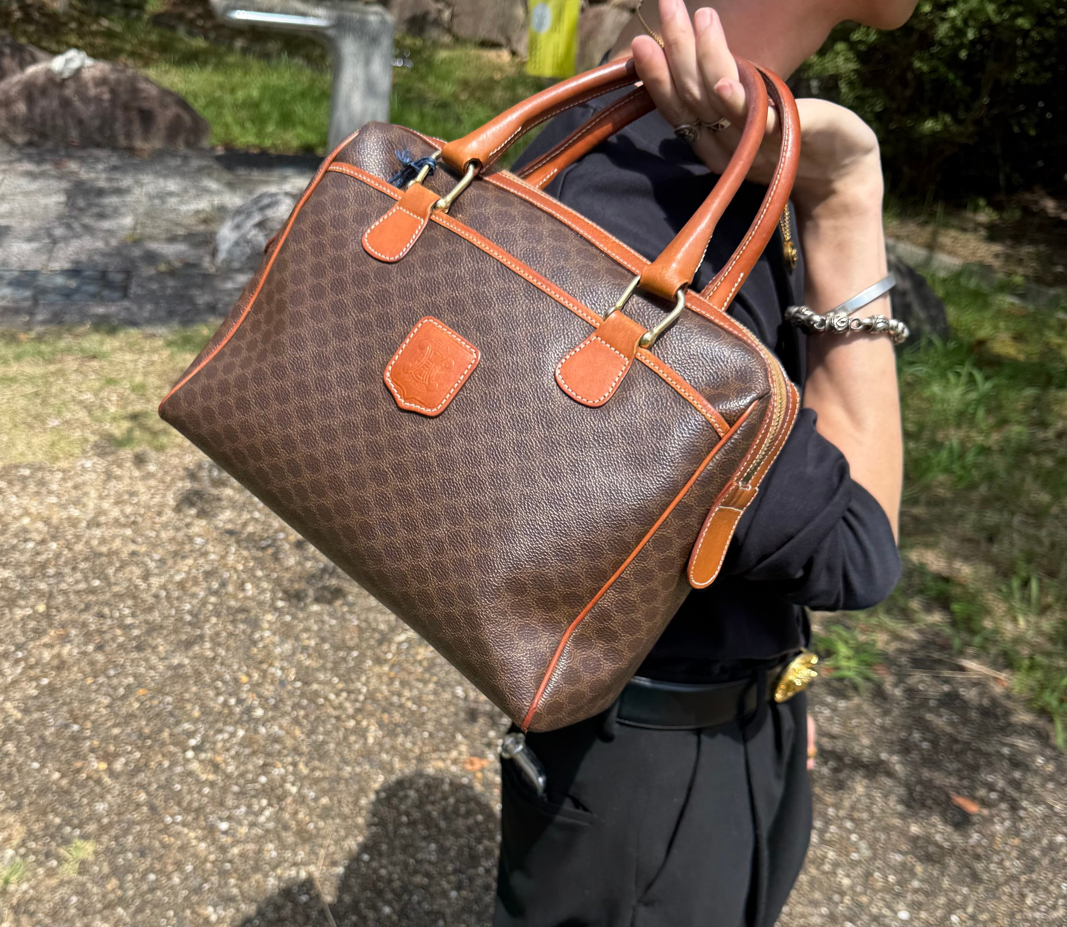 CELINE / セリーヌ マカダム柄 トリオンフ ミニボストンバッグ（PVC