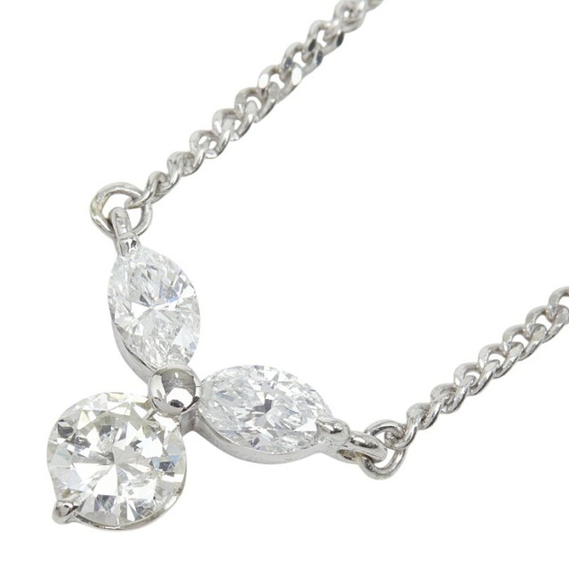 Pt850 プラチナ ダイヤ0.38ct ダイヤ0.41ct TOEI CROWN フラワーモチーフ ペンダント ネックレス レディース 【中古】