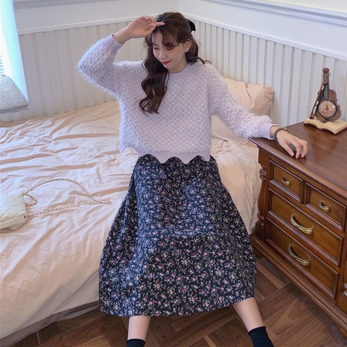 ✞ ウィンターサイドプルオーバー セーター 花柄スカート 冬物 ✞ゴスロリ SM ミリ 甘ロリ クラロリ 和ロリ エレガント 黒ロリ 姫ロリ 華ロリ BB-BB36659498271