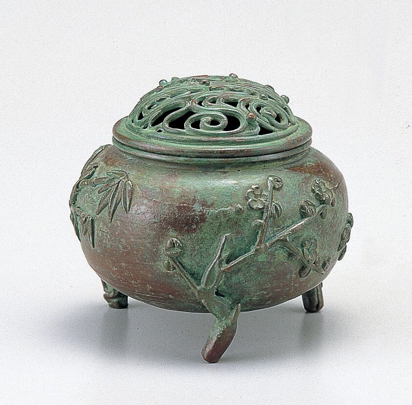 玉形三友文香炉 須賀月芳作