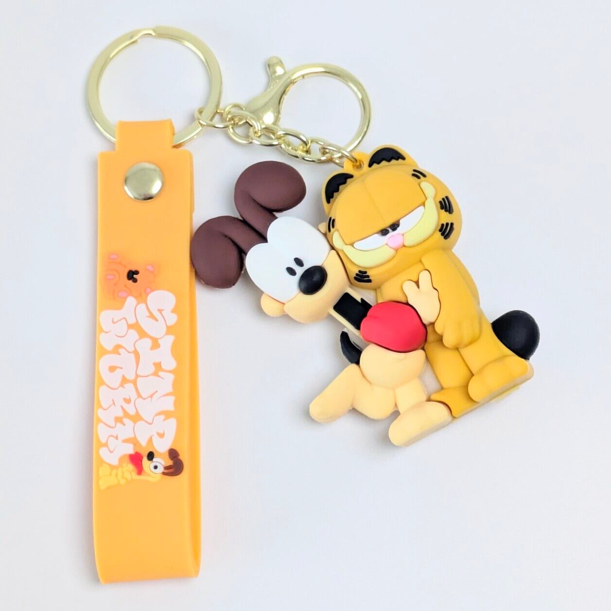 【 Garfield ( ガーフィールド ) 】『 ガーフィールド & オーディ 』 3Dラバーキーホルダー ストラップ付き / キーチェーン〚アメリカン雑貨 アメトイ〛