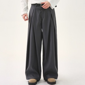 立体プリーツワイドストレートカラーパンツ C10739