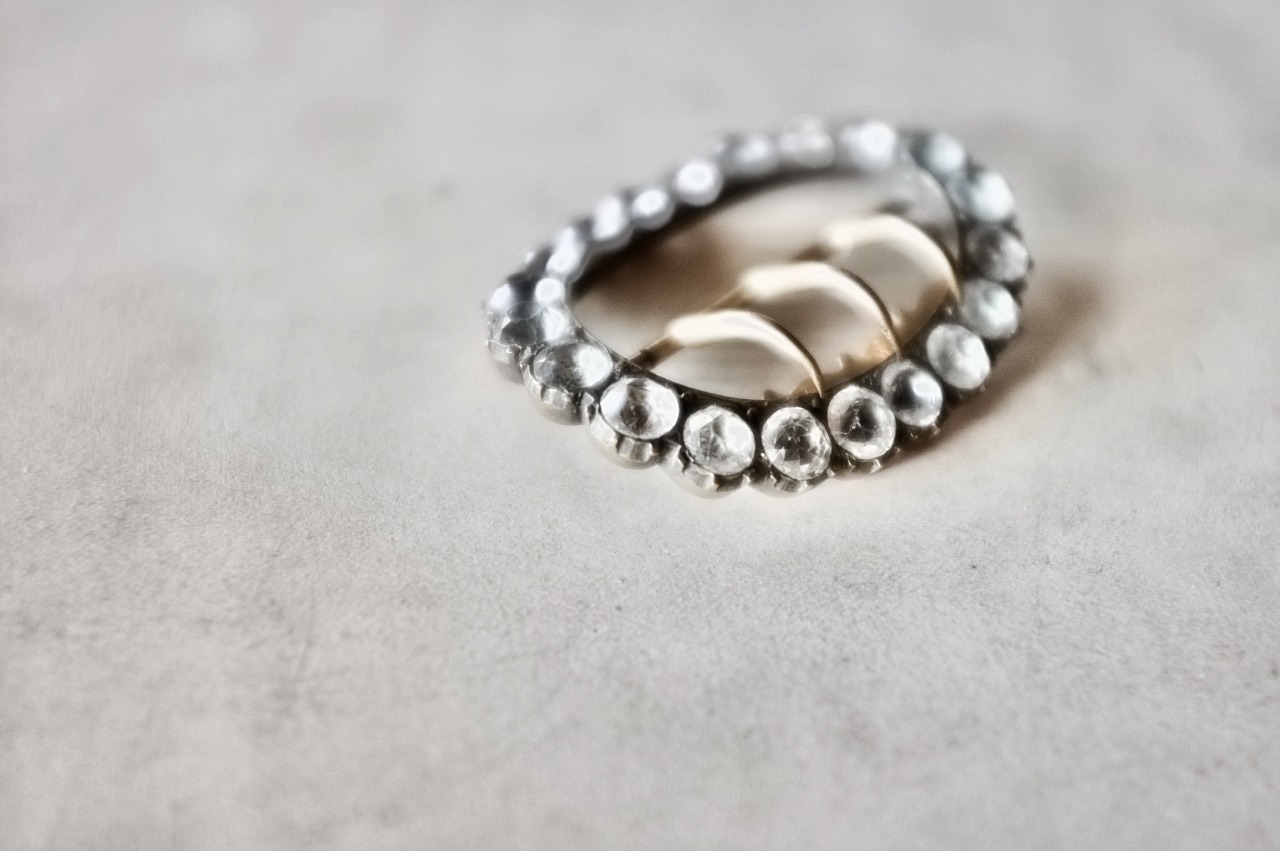 19世紀 フランス 青星と透明星のエルフとペーストのバックル アンティーク