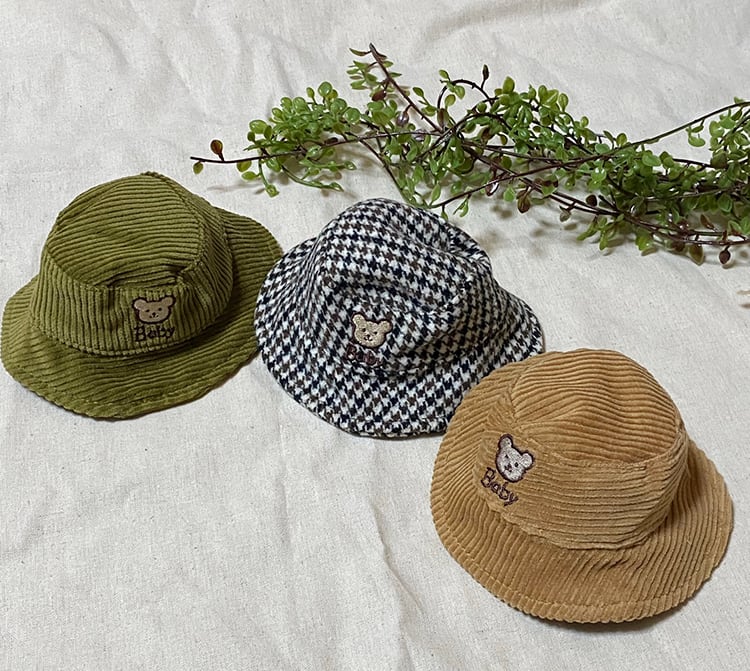 baby bucket hat S ~ L 3color  /  犬用 帽子 秋冬 新作 ドッグウェア 犬 バケットハット お揃い コーデュロイ 可愛い アクセサリー