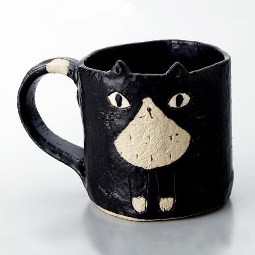 猫マグカップ(手作り猫マグ)黒猫