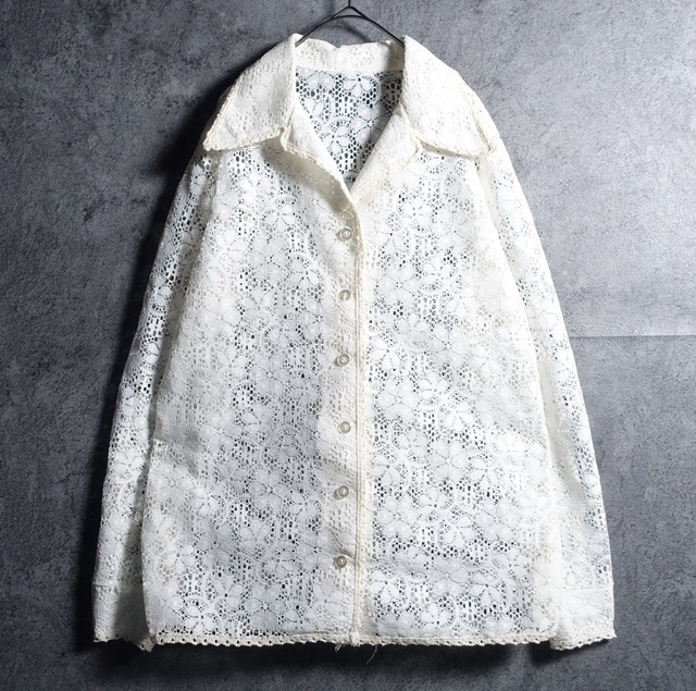 White Flower Pattern Desgin Lace Shirt