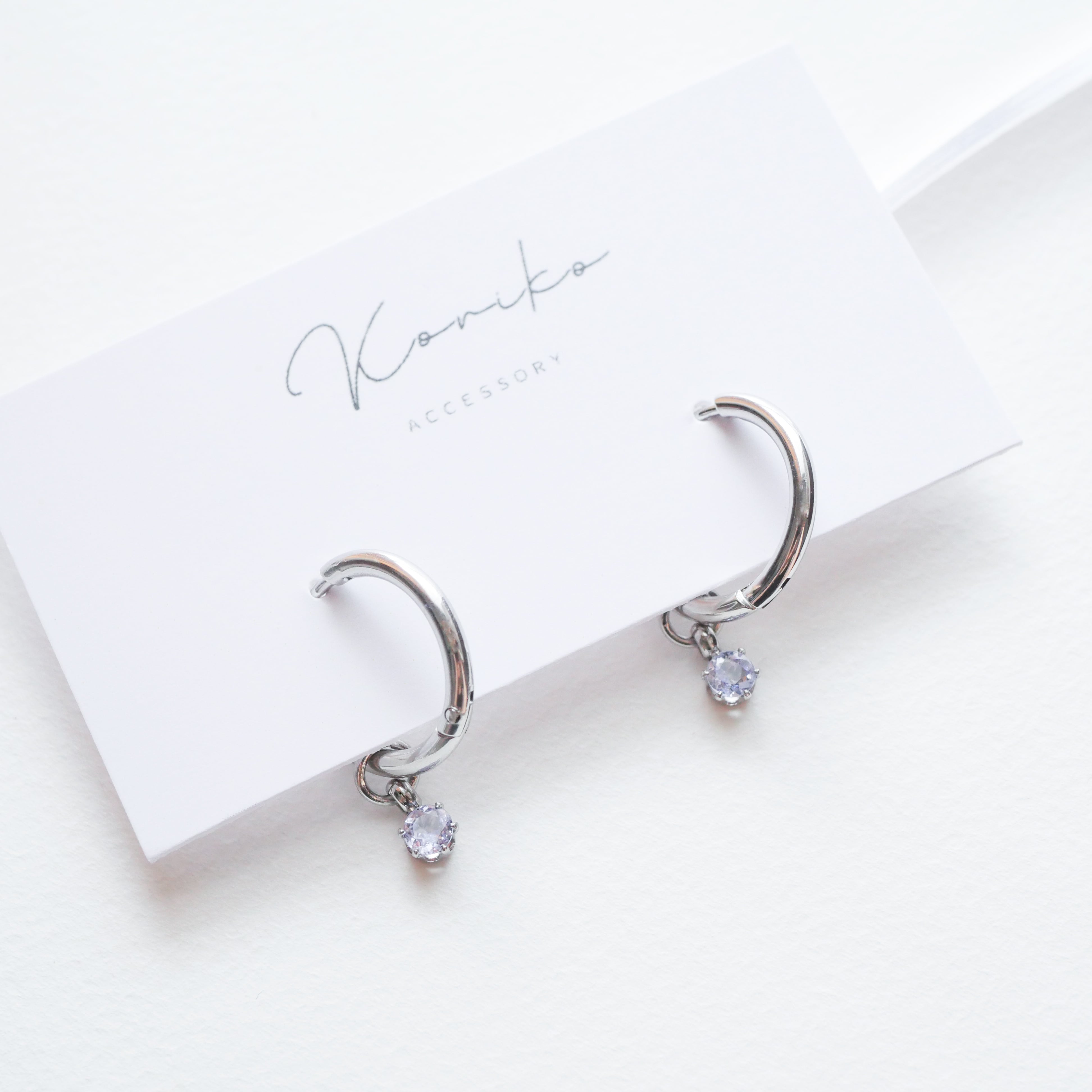 澄んだ輝き》タンザナイトフープピアス/イヤリング 天然石 3mm 12