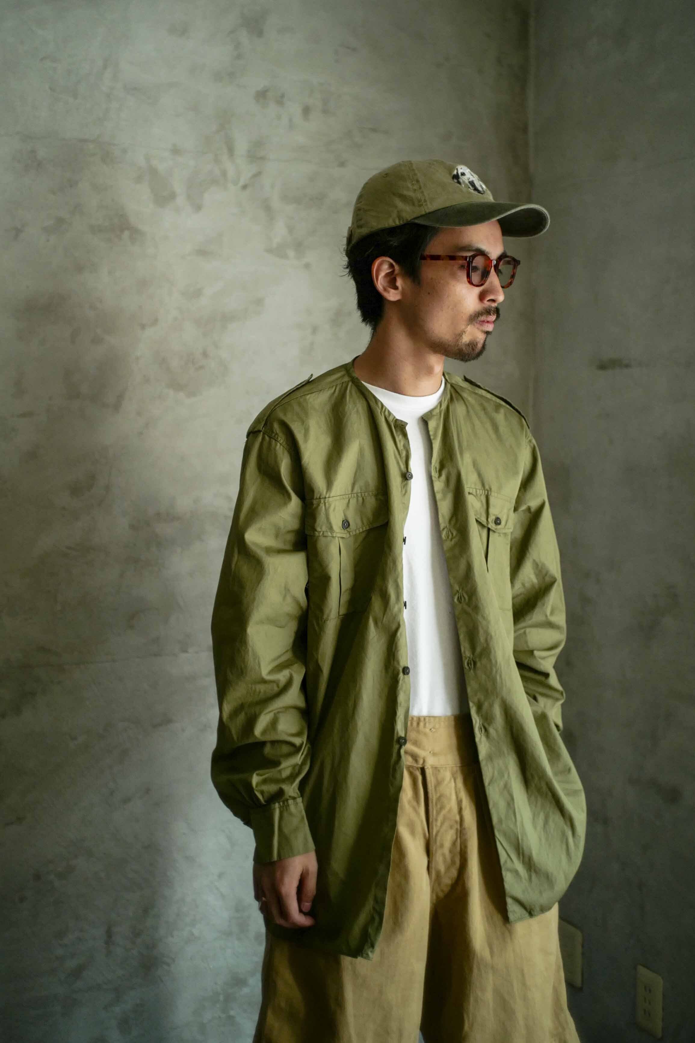 ベルギー軍 ポプリンシャツ ノーカラーリメイク | militaria & encore