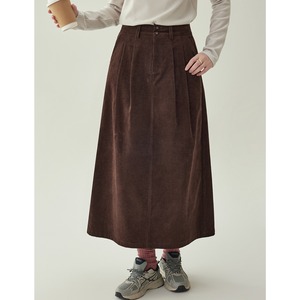 corduroy tuck long skirt