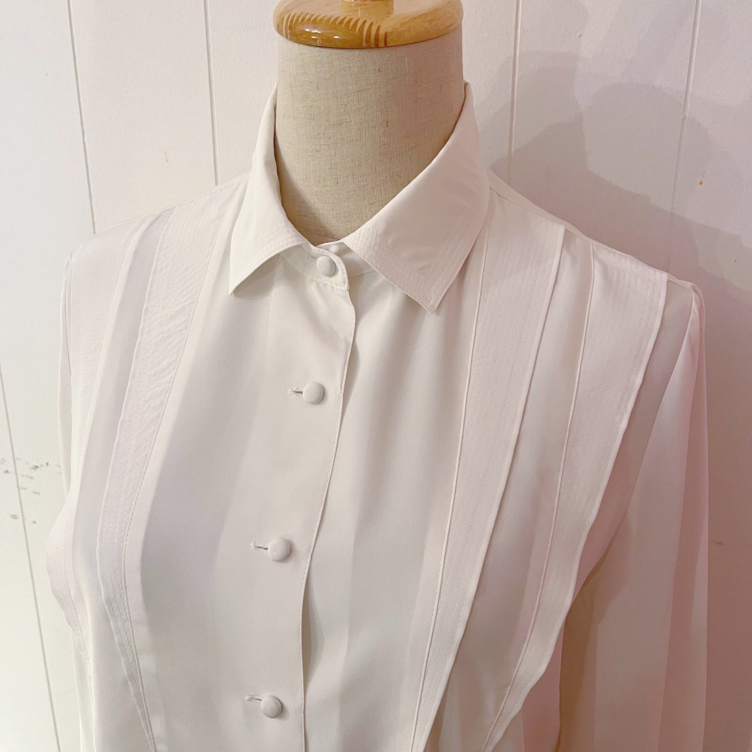 shoulder tuck white blouse