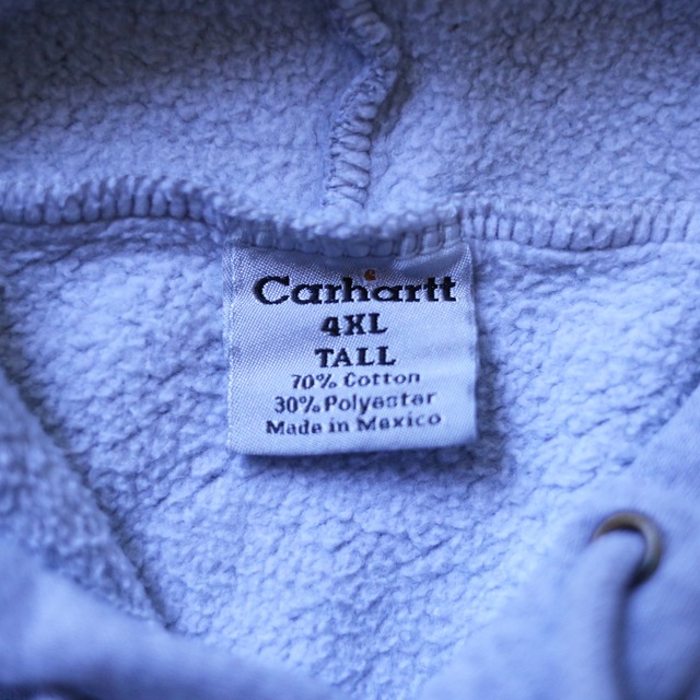 "Carhartt" sleeve logo printed super over silhouette light gray sweat parka