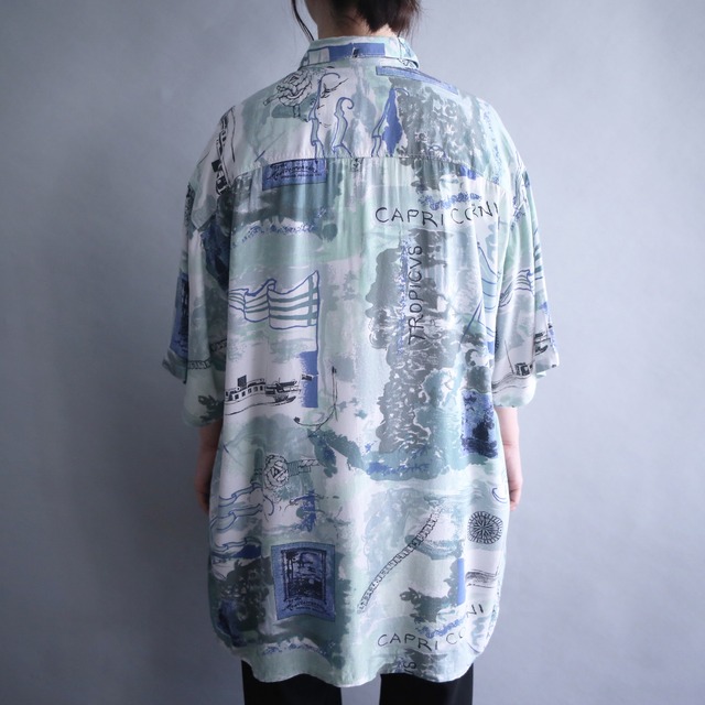 fresh cold color art  pattern loose h/s shirt