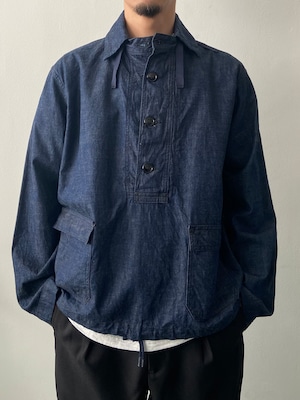 THE CORONA UTILITY / CJ003 / UTILITY NAVY PULLOVER JACKET / 8.5oz HIGH DENSITY INDIGO DENIM (with BLACK STITCH)