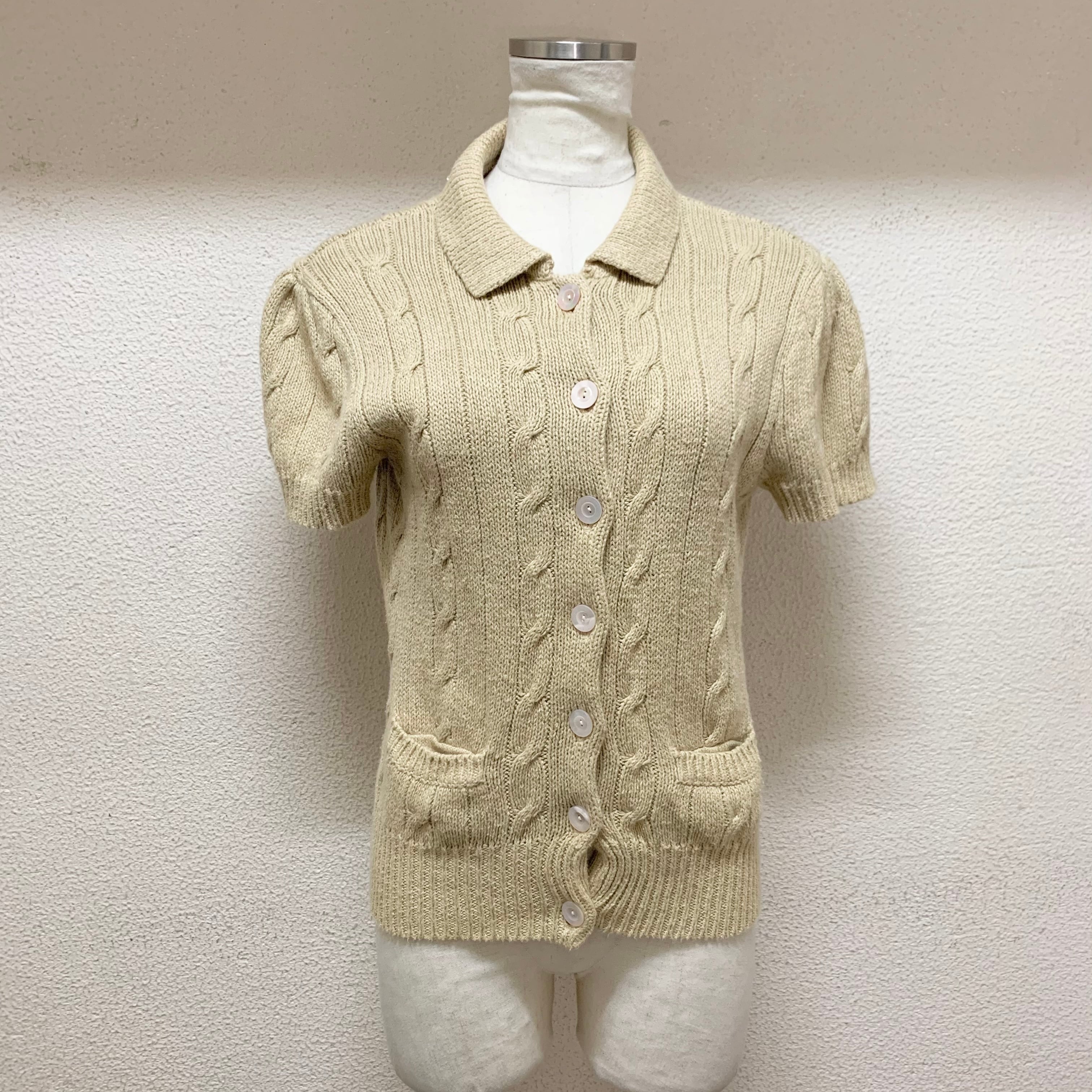 Ralph Lauren/knit/shirt/ラルフローレン/ニット/半袖シャツ/ベージュ 