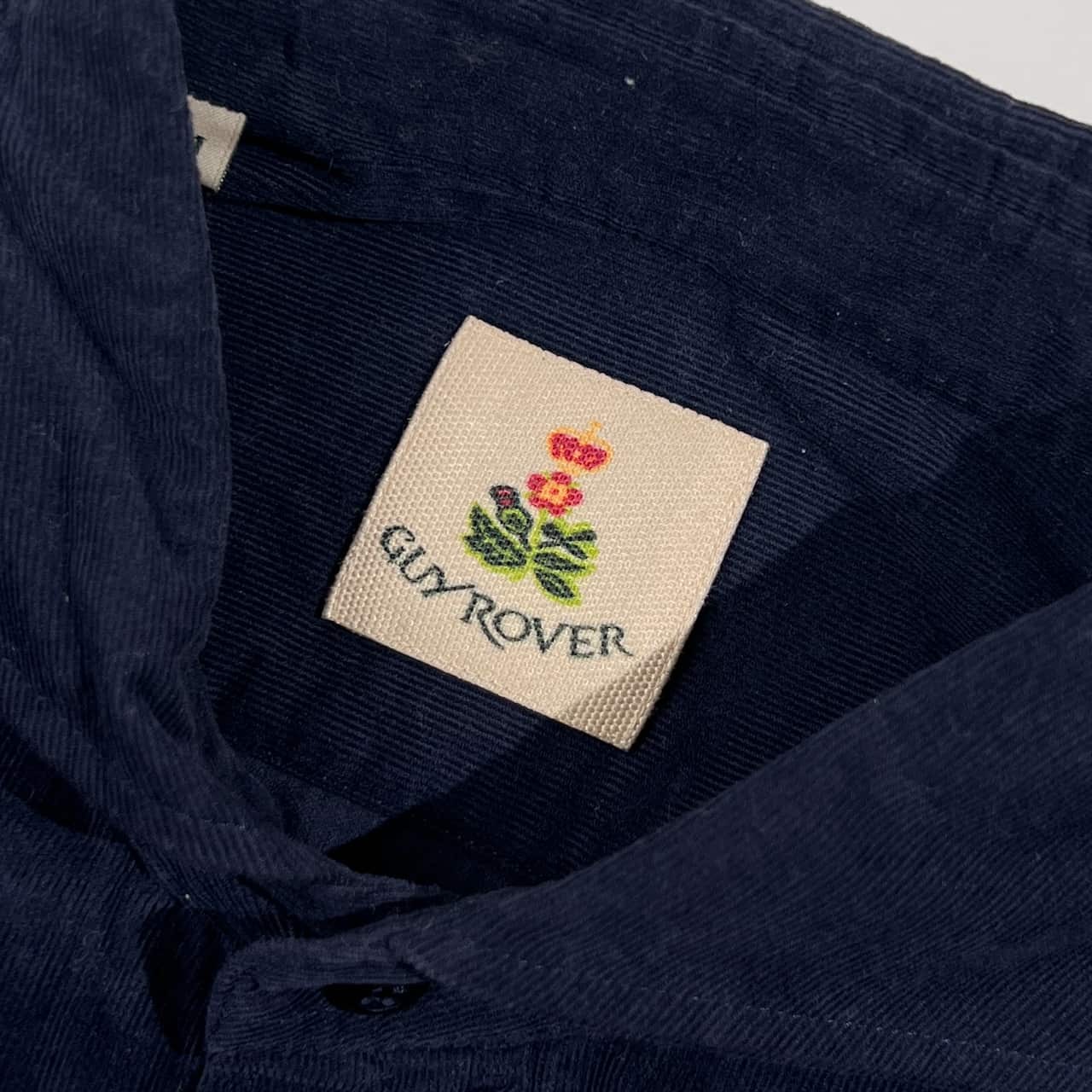 イタリア製 GUY ROVER ギローバー ピケ コーデュロイ ワイドカラー 長袖シャツ M/ネイビー メンズ