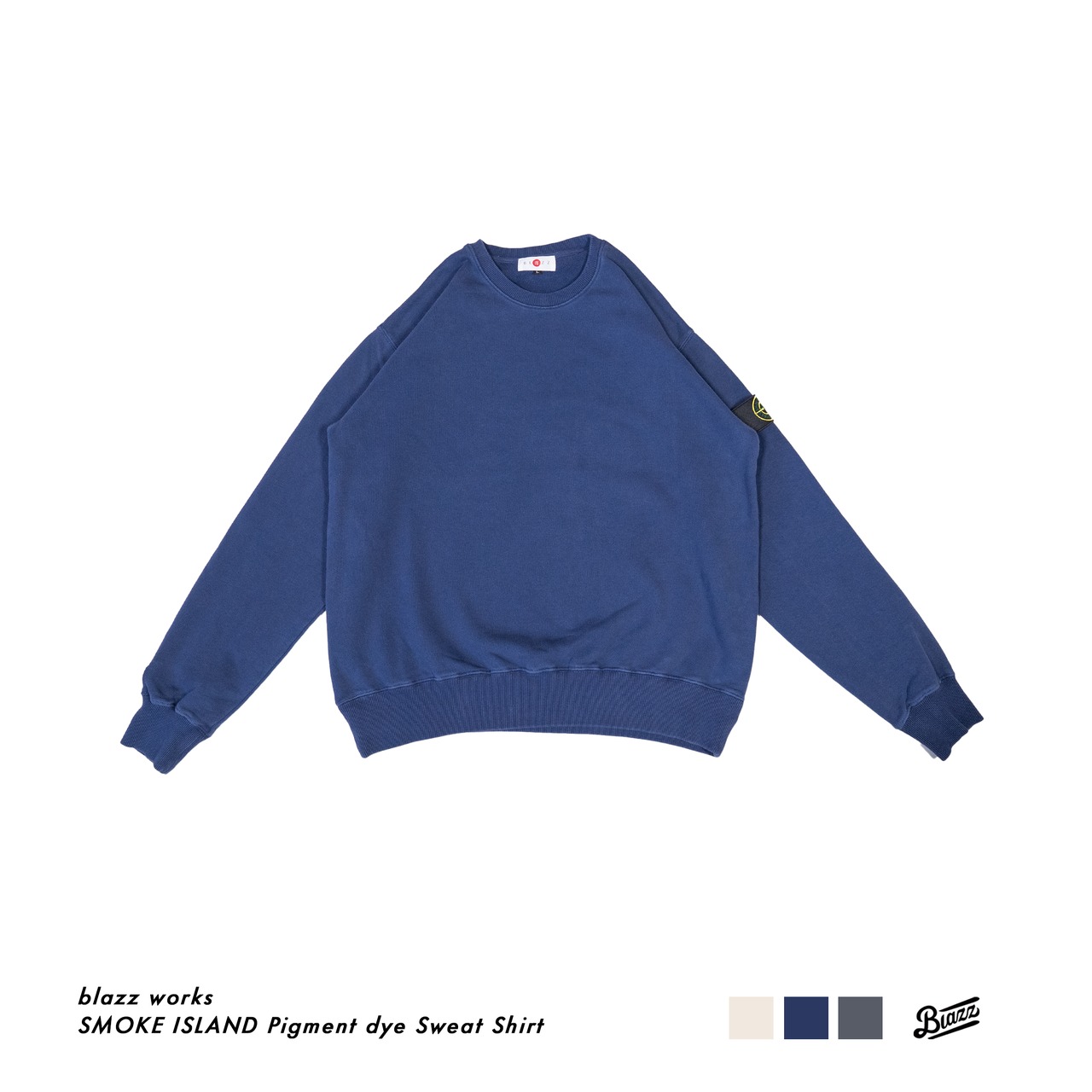 SMOKE ISLAND Pigment dye Sweat Shirt [Navy]