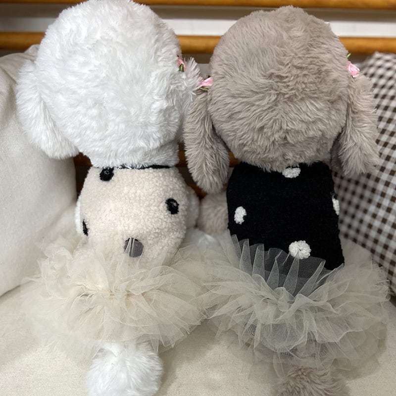 3点セット チュール ワンピース ヘッドアクセ 犬用 節約 可愛い小型犬