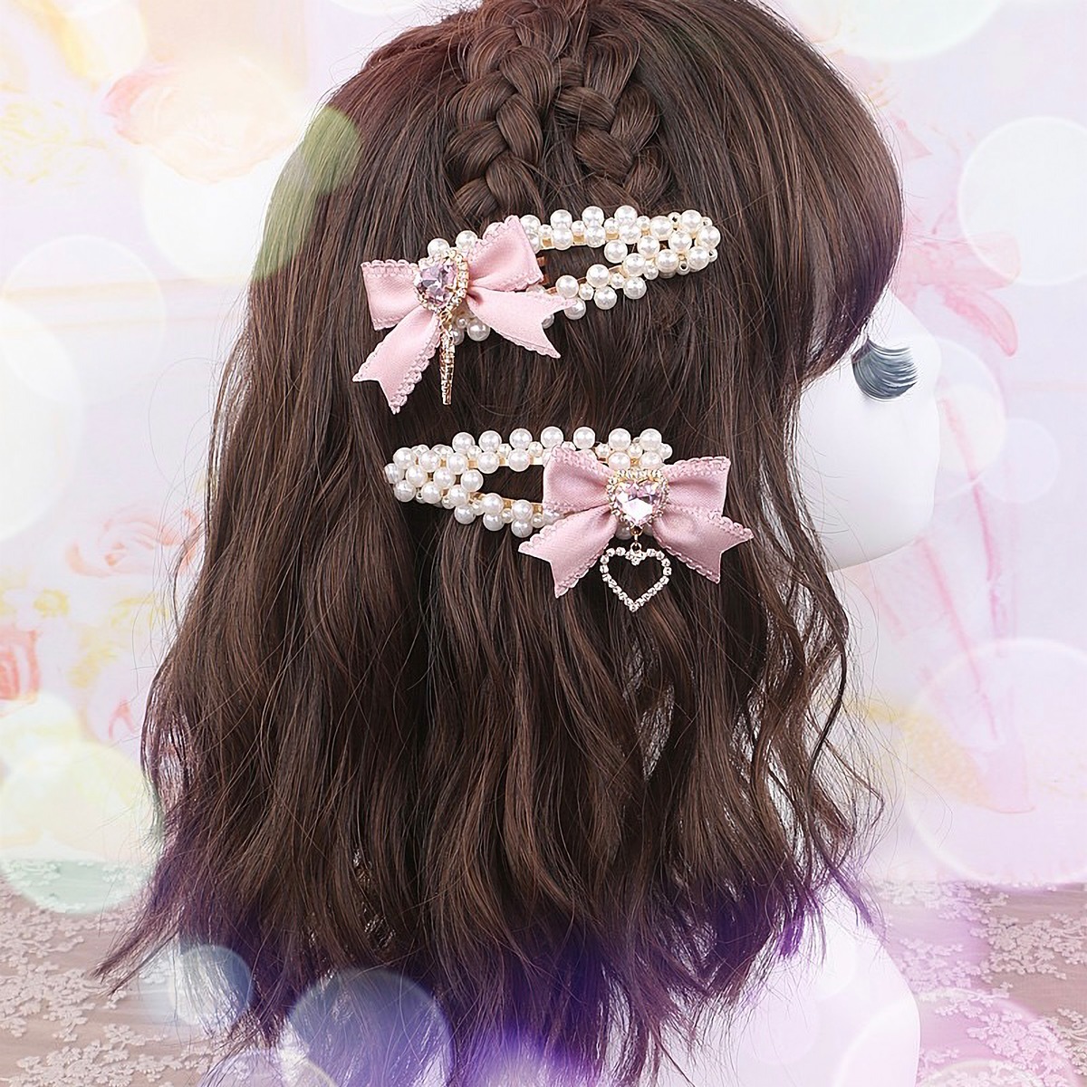 マーメイド ひらひらリボン♡ヘアゴム♡ツイン♡パール♡ピンク マーメイド ひらひらリボン♡ヘアゴム♡ツイン♡パール♡ピンク 再販×3