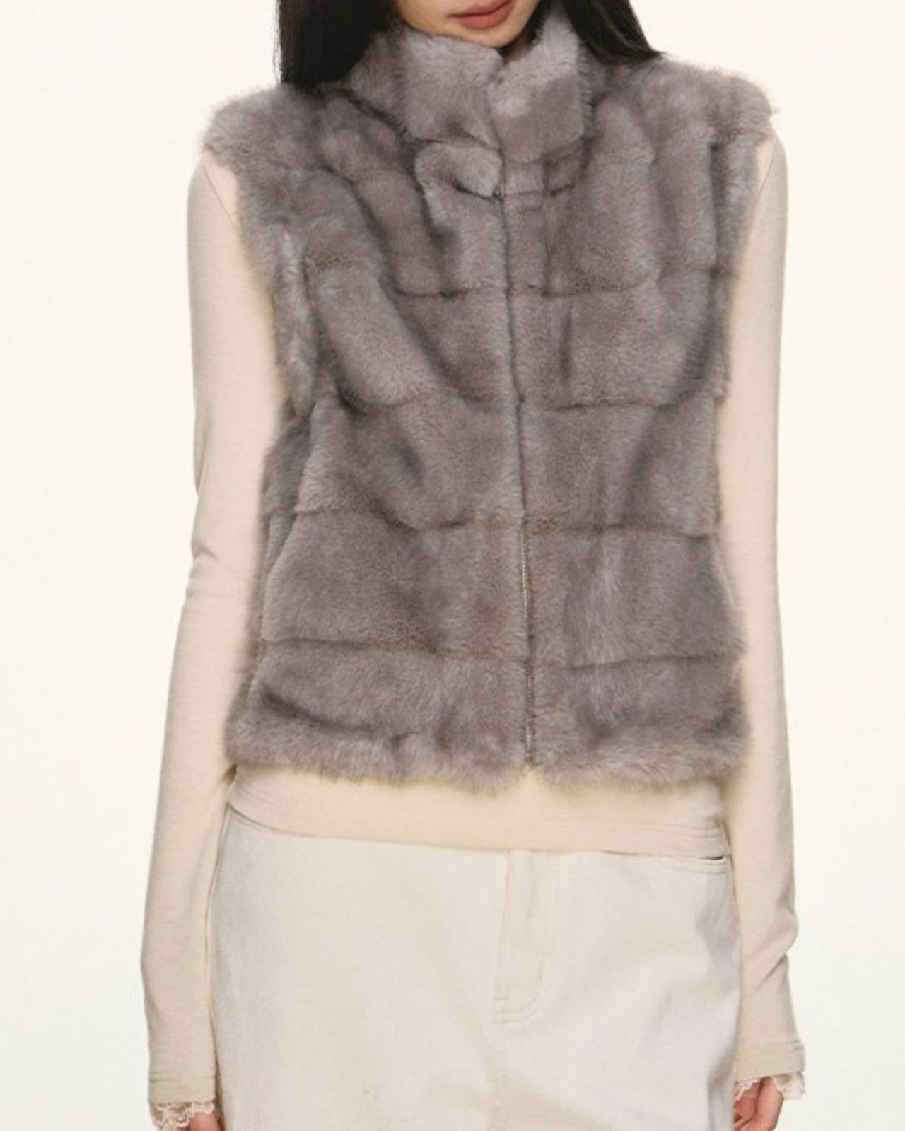 フェイクファースタンドカラーベスト 2color A0825 - 8