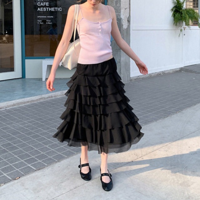 Ruffle Tiered Tulle Skirt F0642