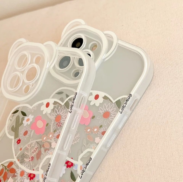 iPhoneケース iPhone13 iPhone12 クリアケース くま 花 かわいい おしゃれ  サボテン 春 スプリング 1241