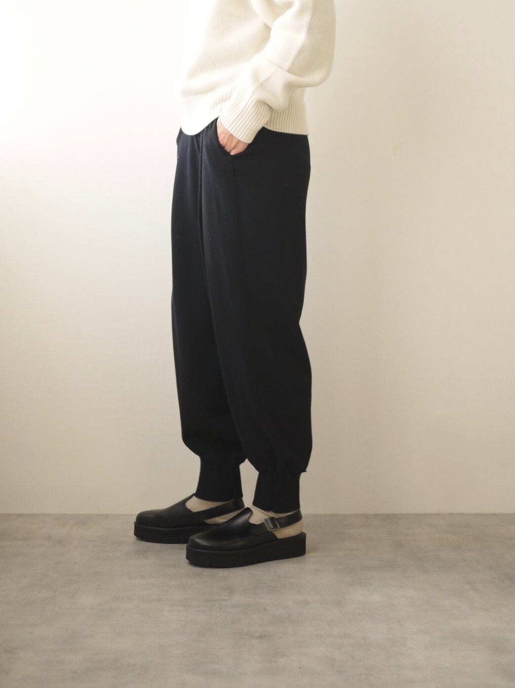 TENNE HANDCRAFTED MODERN ribbon knit pants（BLACK） | t a - n a