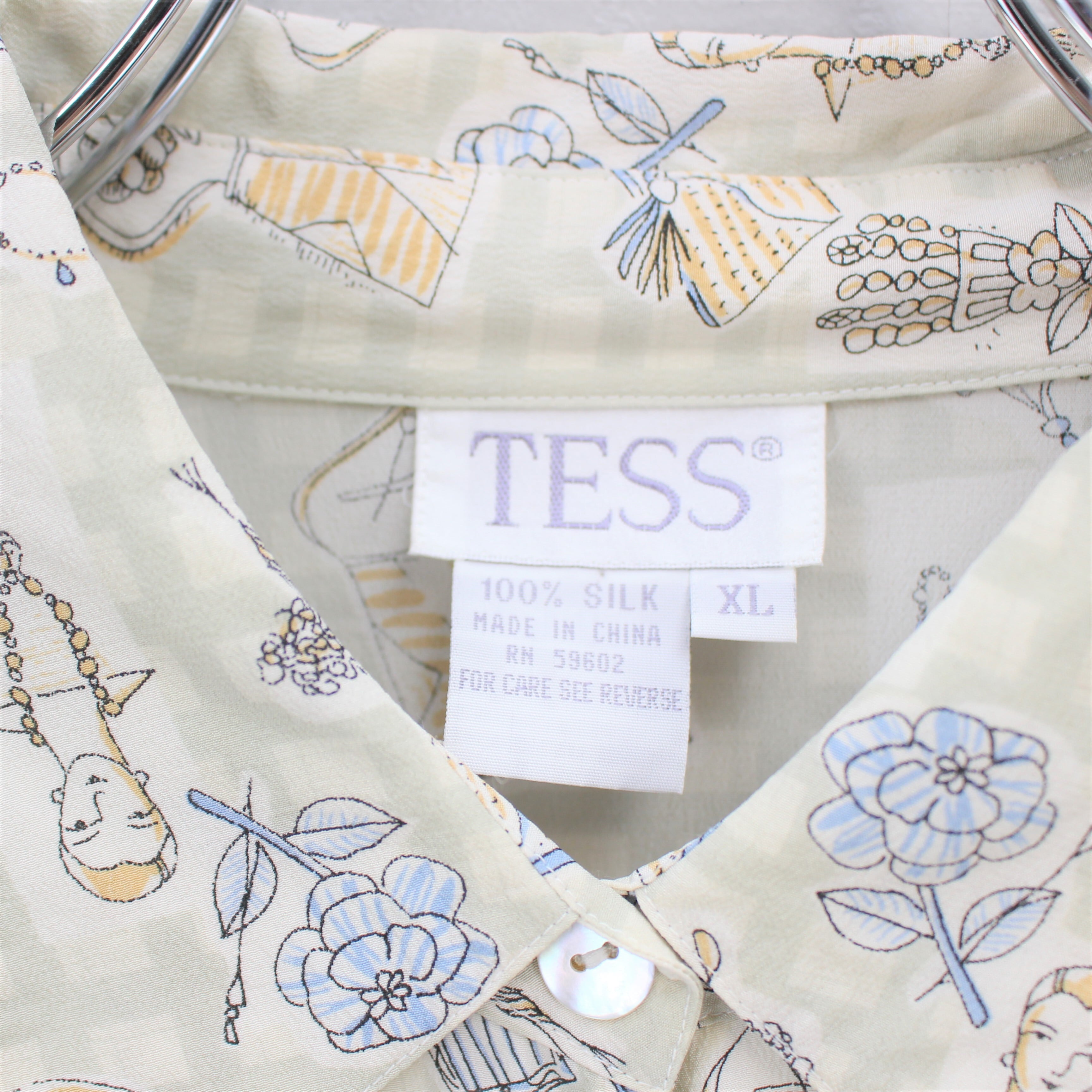 USA VINTAGE TESS ART DESIGN SILK100% OVER SHIRT/アメリカ古着アート