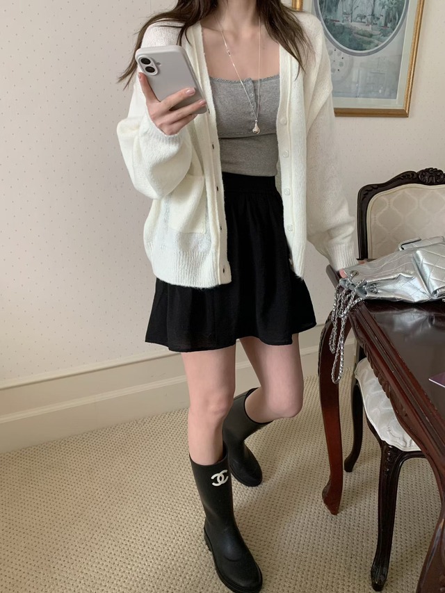 (予約) mellounge  / Lace button sleeveless tops 2color