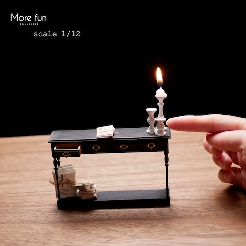 DIY　ミニチュア　ドールハウス　手作りキット　miniature dollhouse kit　インテリアテーブル（黒色）　L-011