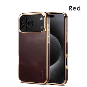 ◆iPhone 17/16/15/14/13/Pro/Pro Max/Plus/Air◆ Leather Texture Gold Frame Case / レザー テクスチャ ゴールド フレーム スマホケース