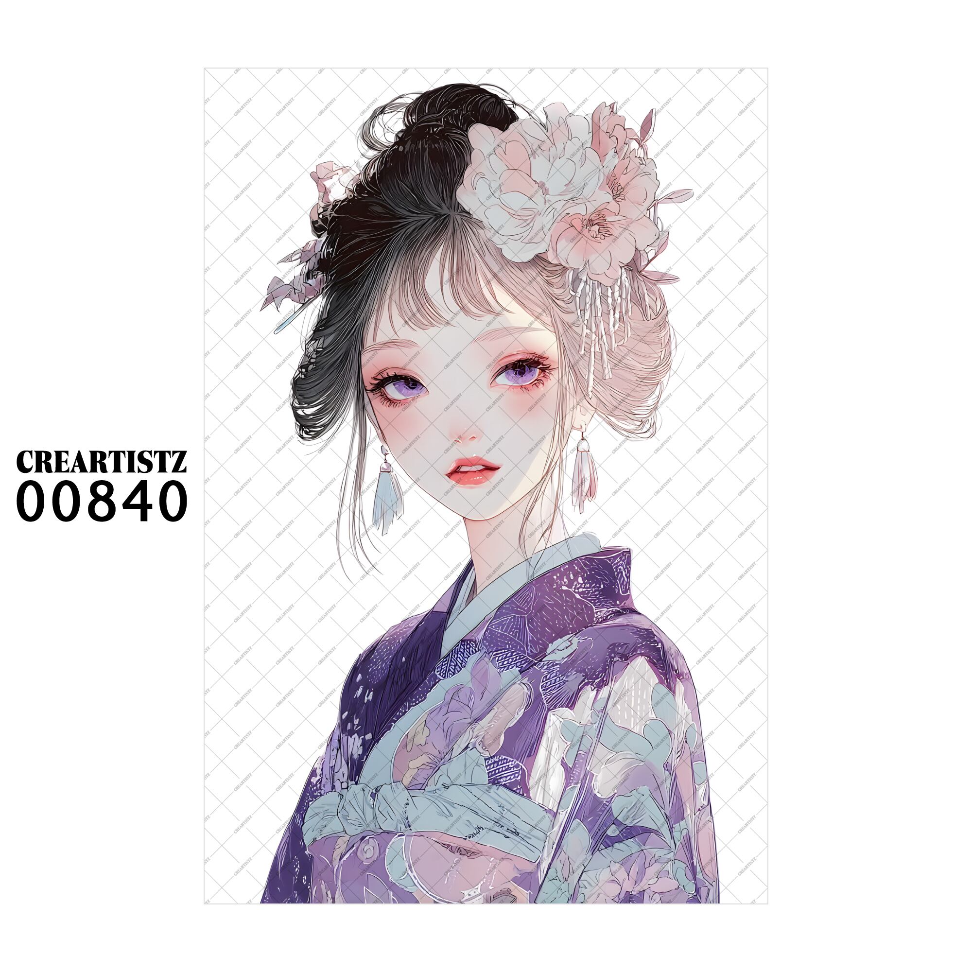 00840 ガール キュート オリジナル ペーパー/ステッカー 4枚セット CREARTISTZ