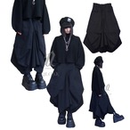 無地 変形 ロングスカート　qbo110013　モノトーン ブラックコーデ 黒コーデ モード 系 ゴス ゴシック ゴスロリ パンク ロック Ｖ 系 韓国ファッション ストリート系 原宿 個性的