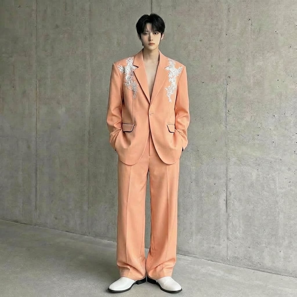 スパンコール刺繍 オーバーサイズスーツセットアップ 2カラー D12239