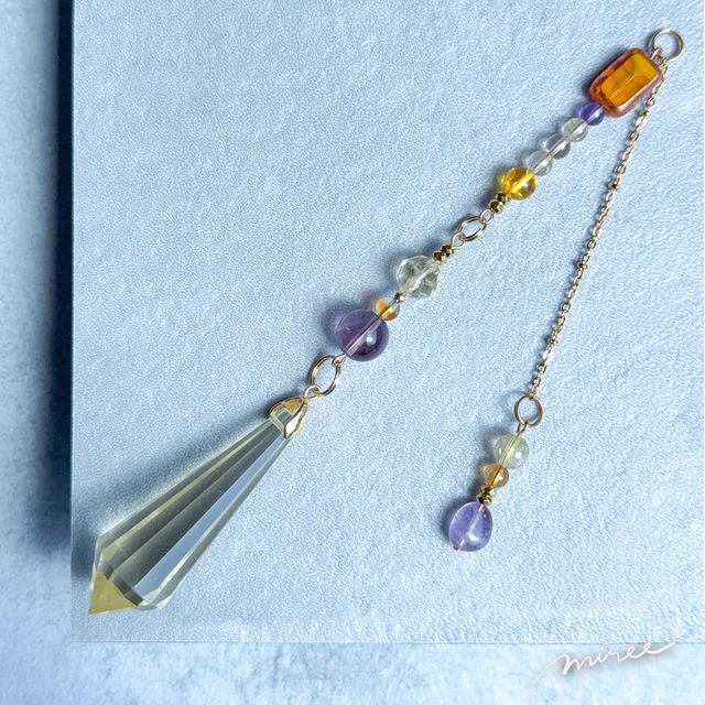 チャンスを現実の成果に変えるペンデュラム【シトリン×アメジスト】citrine pendulum