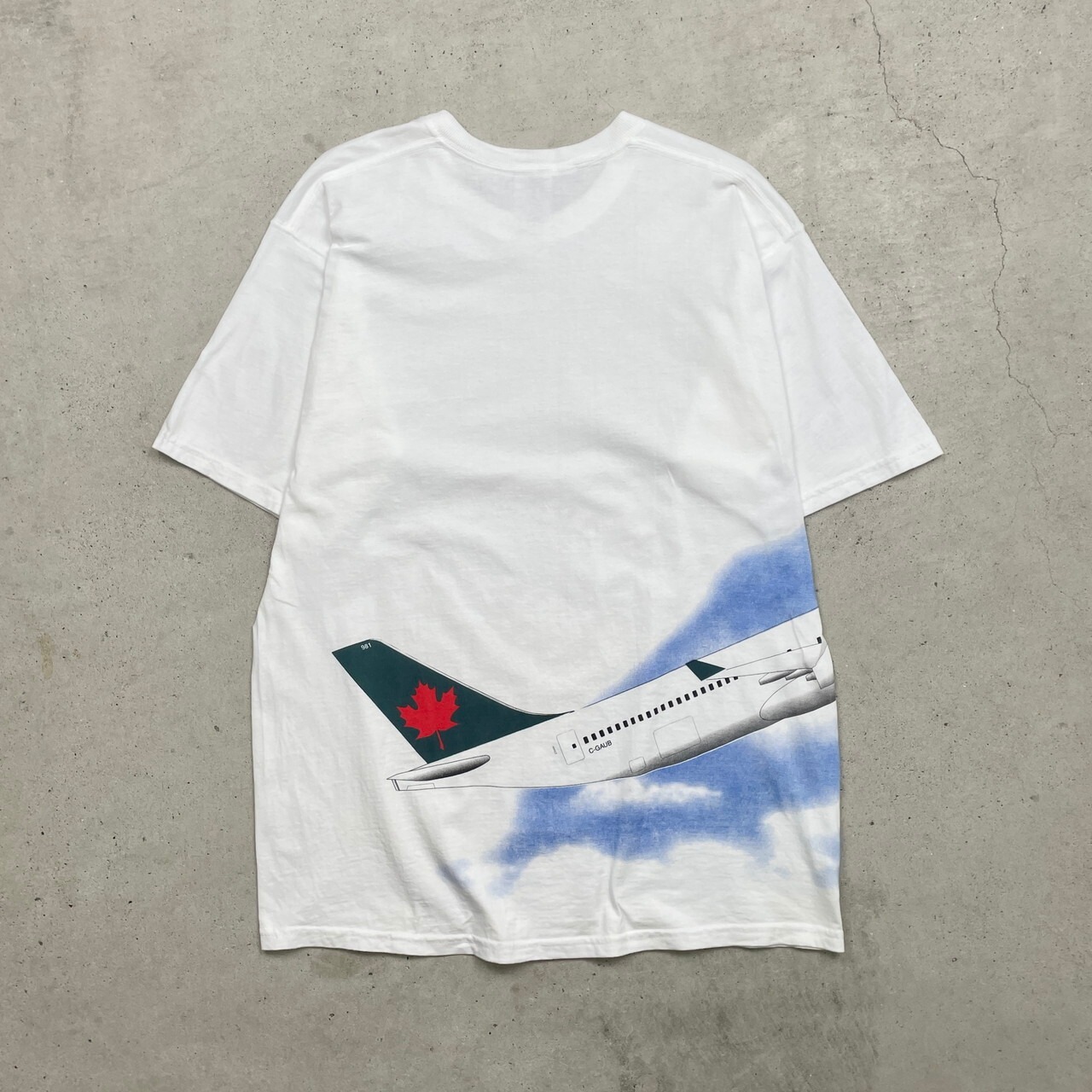 AIR CANADA カナダ航空 両面プリントTシャツ メンズL 古着 飛行機 C 