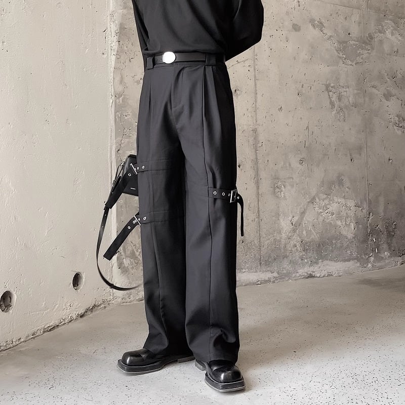 ベルトデザインストレートワイドパンツ 1color MPA0220