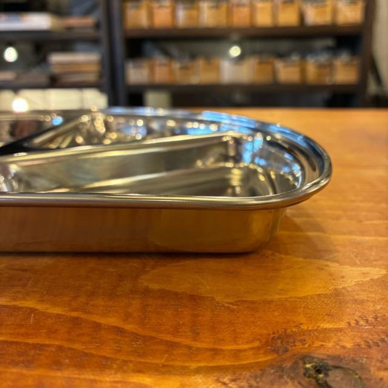 India Stainless Steel Lunch Tray Semicircle, Semicircular Divided Stainless Steel Lunch Plate, Outdoor Single Plate　
