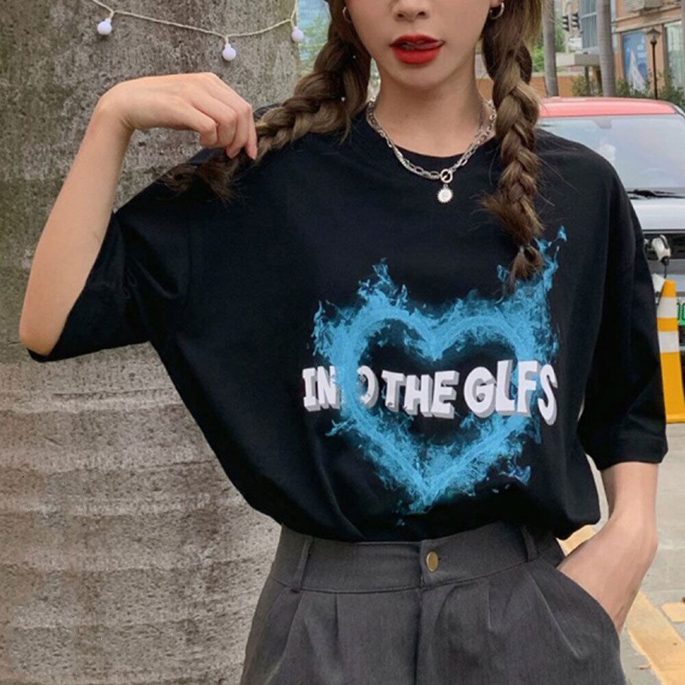 ハート ロゴ Tシャツ レディース 春夏秋 半袖 トップス きれいめ 大人 かわいい おしゃれ カジュアル 大人可愛い 大人女子